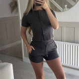 Dili Casual Button T-Shirt Shorts Two-Piece Set Women's 2025 Autumn And Winter