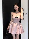 French Waist Display Thin Wave Point A-Character Dress Women's 2026 Early Summer Temperament Sweet Bare Back Dress Sling Skirt