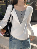 Fake Two Half-Neck Laziness With A Long-Sleeved T-Shirt Girl 2026 Autumn New Shoulder-Bottomed Shirt Top
