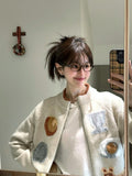College Style Knitted Cardigan Women Autumn And Winter Miu Sweater Coat Korean Zippered Tidly Taut Loose Lazy T-Shirt
