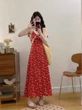Seaside Holiday Red Broken Flowers Hanging Dress Women Summer 2026 Spring New Small Spring Dress