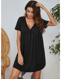 Summer Lady Home Clothes Pajamas Casual Home V Collar Short-Sleeved Cotton Pyjamas Women