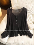 Light Luxury High-End Hooded Silk Flax Lint Hollow Thin Sun Shawl Summer Cardigan Short Coat Knitted Shirt Girl