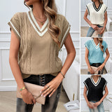 Dili 2025 Autumn And Winter Sleeveless Topess Women Loose Leisure V Collared Sweater Vest