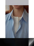 The New Shirt Is Simple To Wear A Blue Striped Fake Two Shirt Femininity Tops