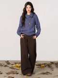 Striped High-Collar Thicken Sweater Women's Coat 2026 Autumn And Winter Lazy Wind Loose Collar Knitted Shirt