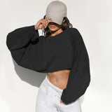 2025 Umbilical Collar Collar Women's Short Sports T-Shirt T-Shirt Knitted Long-Sleeved Top