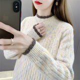 Sweater Women's Knitting Tops In The 2025 New Winter With Women's Autumn And Winter Thick And Wearing Half-High Collar Bottoming Shirts