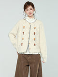 High-End Languid Wind Thick Embroidered Chinese Button Sweater Jacket Women 2026 Autumn And Winter Loose Round-Neck Long-Sleeved Knitted Open Shirt