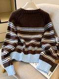 Millard Hit The Striped Knitted Cardigan Outside The Women's Autumn And Winter Wearing Sweaters With Skirts Small Korean Tops