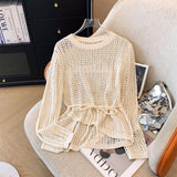 Special Counter Mall Withdraws The Big Brand Women's Hollow Knitted Shirt In The Summer New Medium And Long Outer Hoodie Tops