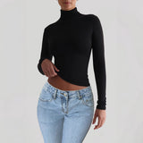 Dili 2025 Autumn And Winter Women's Y2K Solid Color Knitted Bottom Long-Sleeved Top