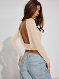 Y2K Design Sense New Big-Loun Backskims Top Women's Long-Sleeved Sexy Hottie T-Shirt