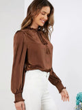 Spring 2025 New Elegant Solid Color Collar Long Sleeve With Straight-Shaped Set Of Front-Faced Women's Top Shirt Women