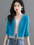 Spring And Autumn 2025 New Knitted Cardigan Fashion Design Short Piece Of Sweater Small Coat Female Explosive Top