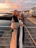 Autumn And Winter 2025 Explosion Temperament Casual Hit Color Collar Long With Wind Coat Coat