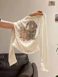 Pure Desire To Oblique Shoulder Lace Long-Sleeved T-Shirt 2026 Early Autumn Folded Waist-To-Bottom Shirt-Word Shoulder