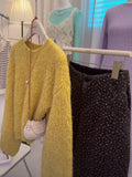 Gentle Wind Yellow Horse Hair Sweater Women Autumn And Winter Jacket Long-Sleeved Cashmere Knitted Jersey Lazi High-End Feel Top