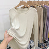 Soft-Masted Mask T Early Spring, Autumn And Winter 2026 New Loose Long-Sleeved T-Shirt Women Simple Inside The Bottom Shirt Solid Color Top