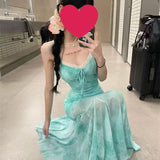 2025 Summer French Fresh Dyed Mesh Splicing Slings Long Skirts To Slimmed Hottie Fishtail Skirt