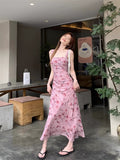 Pink Tea Break French Broken Flower Sling Dress Women's Summer 2026 New Holiday Style Beautiful Dress