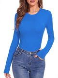 2025 Lady Long-Sleeved Round Collar T-Shirt Sexy Autumn Basic Top T-Shirt