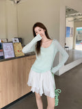 Pure Babes Slim Thin Sunscreen Hooded Long-Sleeved T-Shirt Girls Summer New High-End Feel Slim Top