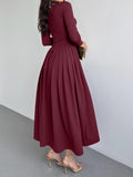 Dili Elegant High-Waist Long Sleeve Long Skirt Dress Women's Dress 2025 Autumn And Winter