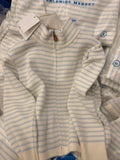 Autumn And Winter Korean Zipper Design Sense Inside The Sweater Top Blue And White Stripe Hit The Knitted Open Shirt Coat Woman