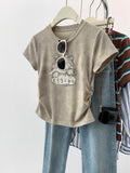 Pure Cotton Tie Dye Cat Shoulder Short Sleeve T-Shirt Women's Summer 2025 New Burst Design With A Short-Sized Top
