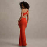 2025 Summer New Women's Irregular Dress Ribbon Hollow Splicing Bag Hip Skirt Folding Dress