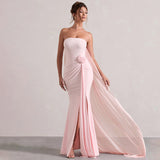 Autumn And Winter 2025 New Long Dress Temperament Sleeveless Shoulder-Fork Dress Tail Dress
