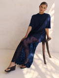 Dress 2025 New Loose Perspective Lace T-Shirt Long Women's Elegant Temperament High-Sense Skirt