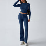 Dili Sports Yoga Long Sleeve T-Shirt Solid Color Pants Set Women's Winter 2025