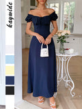 Dili Elegant Temperament Short Sleeve Shoulder Dress Dress Women's Dress 2025 Spring And Summer
