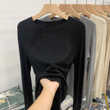 Soft Slimming Bottom Shirt Women Take Spring And Autumn 2026 New Solid-Color Simple Mask Long-Sleeved T-Shirt Loose Thin Top