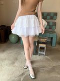 White Lace Cake Dress 2026 Summer New Sweet Pure Lust Wind High Waist Thin Short Skirt