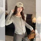 Round Collar Long-Sleeved Knitted Cardigan Women 2026 Autumn New Small Fragrant Wind Loose Thin Outer Coat