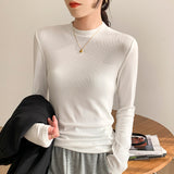 Suit Wearing A Bottom Shirt Women's Clothing Autumn And Winter 2026 New Long-Sleeved White T-Shirt Girl Small Collar Top