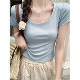 Design Sense Of Niche Short-Sleeved T-Shirt Women 2026 Summer New Slim Simple Casual Half-Sleeve Top