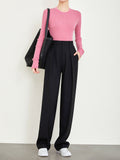 Tall Gray Suit Pants Old Money Style Pants Slim Leg Pants Niche Casual Straight Trousers Women