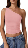 2025 Summer Women's New Sleeveless Shoulder Solid Color Repair Sexy Open-Enavel Vest T-Shirt