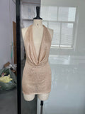 2025 New Sexy Fashion High-End Fine Hanging Neck Collar Knit Dress Skirt