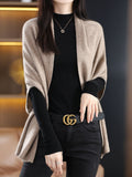 Autumn 2025 New Bat Sleeve Shawl Women Loose Knit Wool Coat Ocean Tucked Open Shirt Outside The Cloak