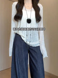 Thin Loose Thin Soft Wind Knitted Shirt Girl Spring 2025 New Lazy Wind Long Sleeve Sunscreen Shirt Top