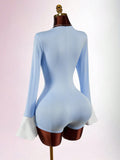 New INS Bump Collar Bow Design Sweet Waist Jump Trousers Jumpsuit Woman
