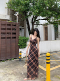 French Retro Lattice Dress Women's Summer New Slimmed Long Mesh A-Word Bag Hip Skirt