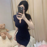 Small V-Neck Pure Desire Tight-Buff Dress Women 2025 Summer New Short-Sleeved Sexy Hot Girl Body Short Dress