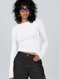 Y2K Burst Long-Sleeved T-Shirt Breathable Nylon Long-Sleeved Shirt Tight Bottom Shirt Women's Bare Backs