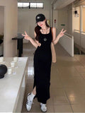 French Hollow Sling Sling Sling Vest Dress Women's Summer Design Feel Sexy Pocketed Ass Long Skirt